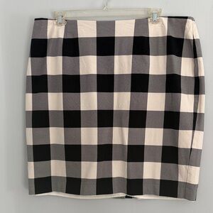 Talbots Black and White Plaid Pencil Skirt